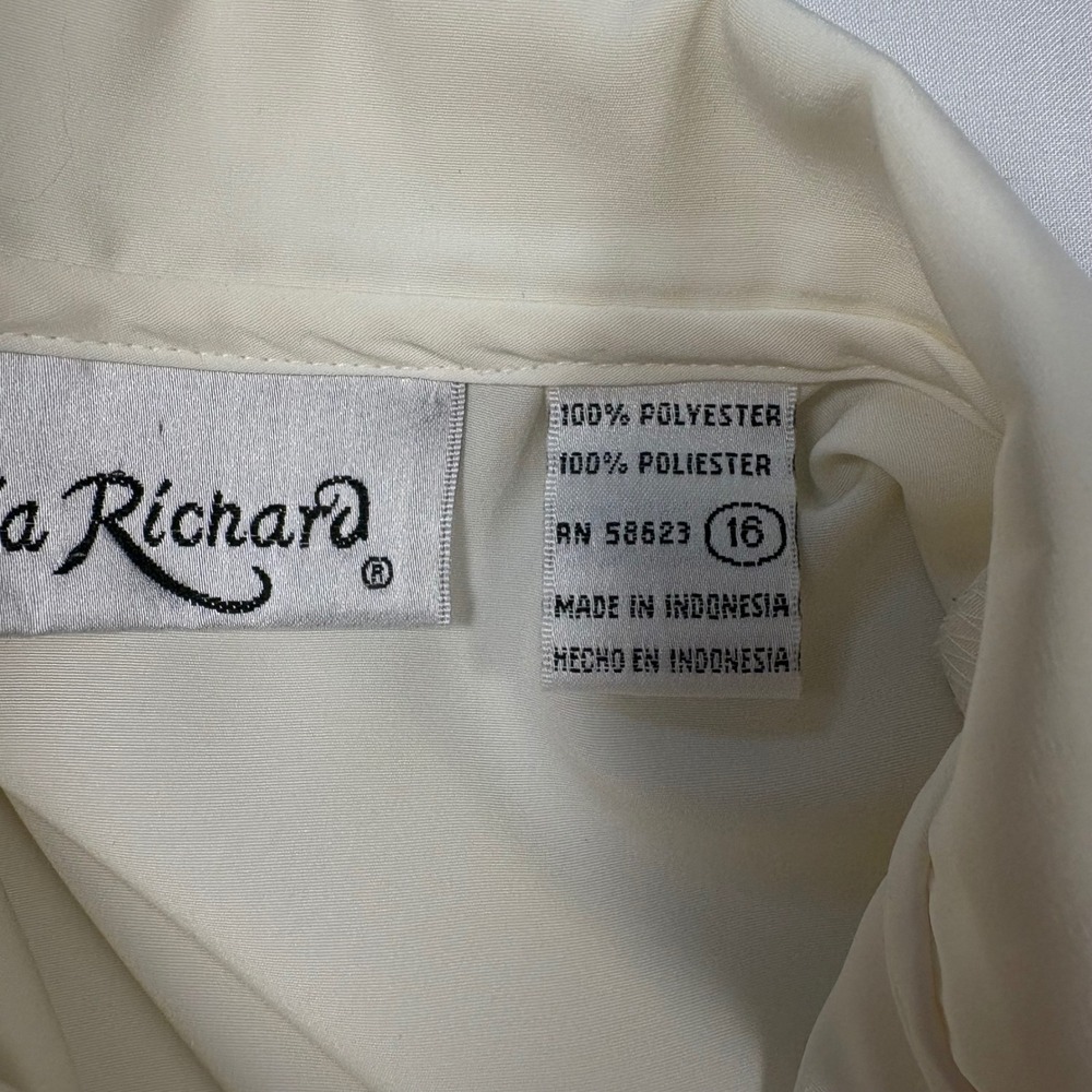 VTG Claudia Richard Size 16‎ Office Cream Floral Embroidered Blouse - Picture 10 of 10